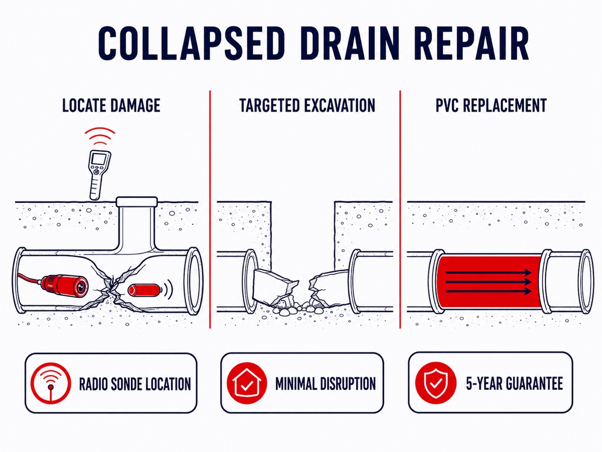 Fast Diagnostics & Structural Pipe Reconstruction Technical Infographic Diagram