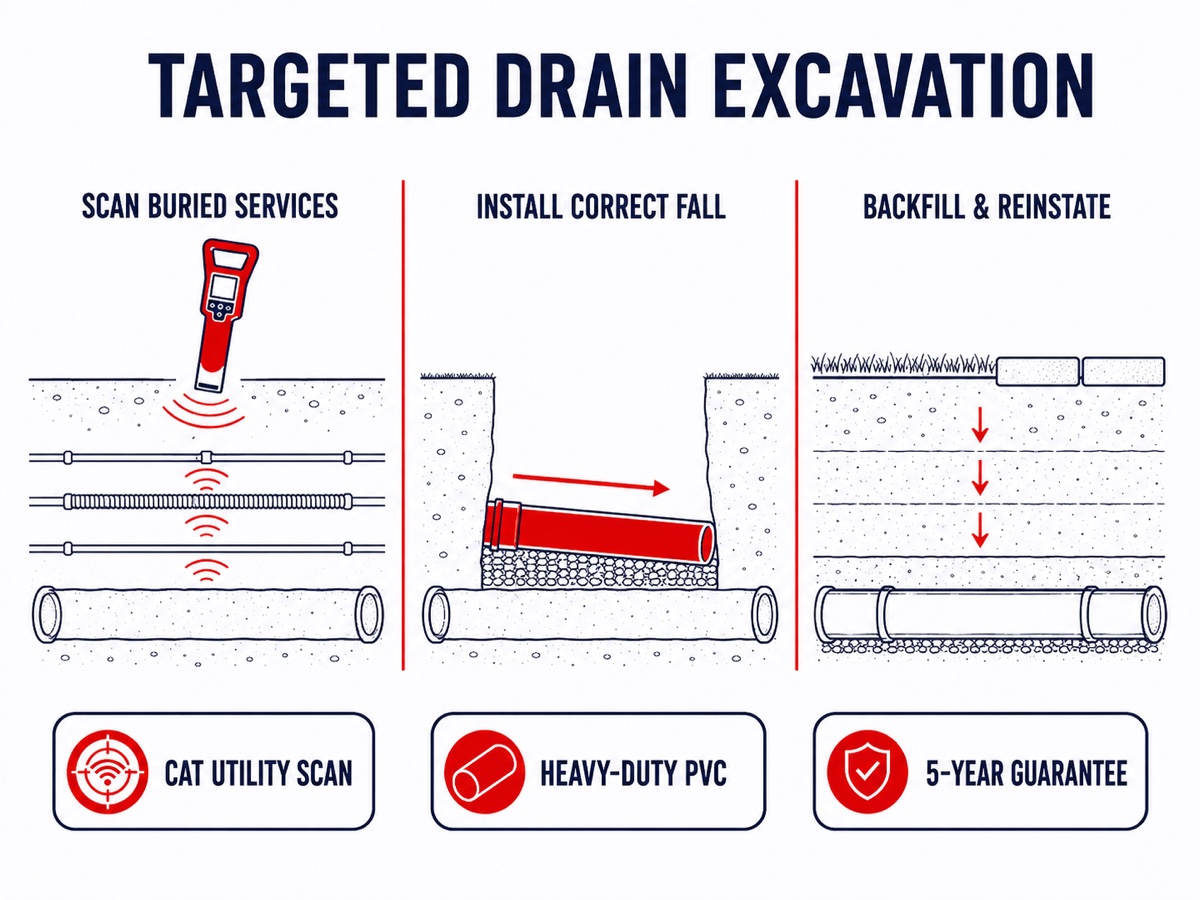 Targeted Underground Pipe Replacement Technical Infographic Diagram
