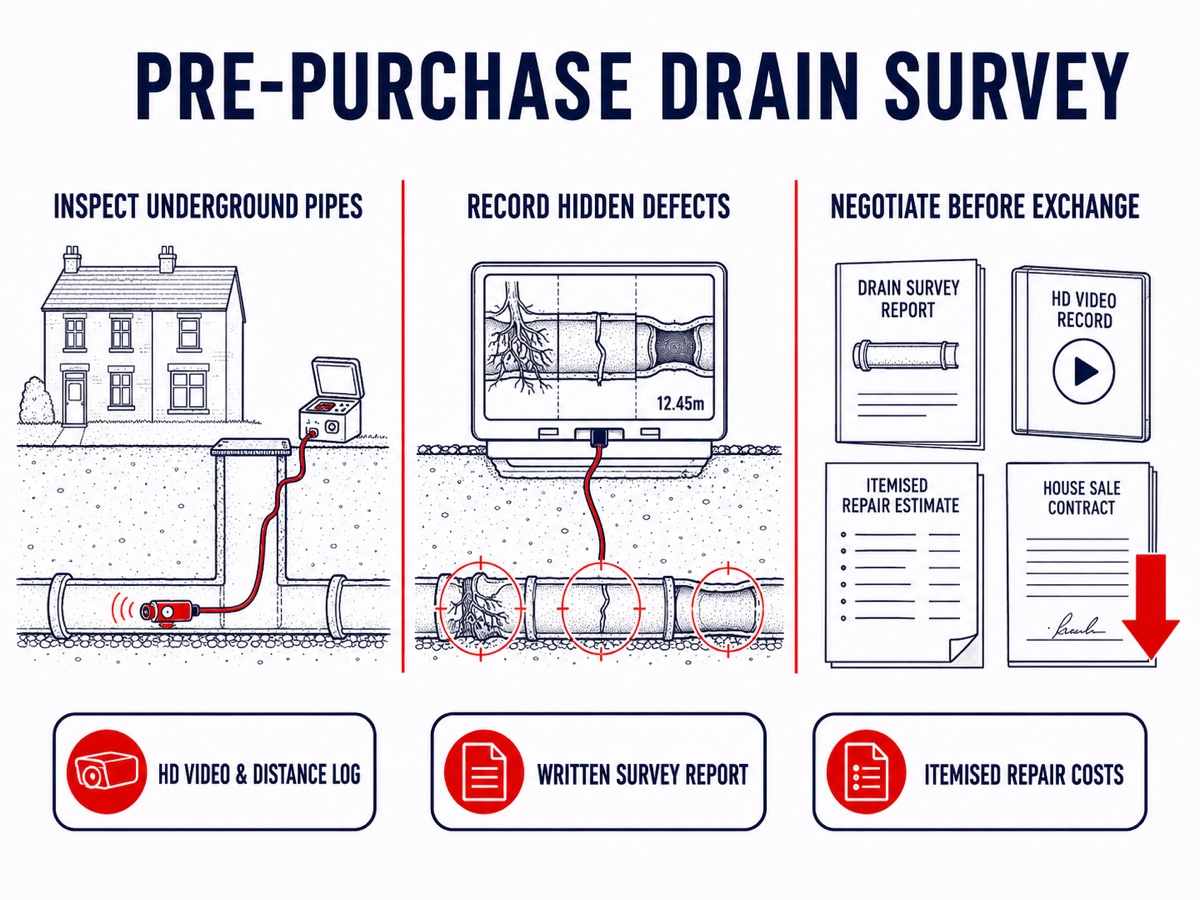 Uncover Hidden Drainage Costs Before You Exchange Contracts Technical Infographic Diagram